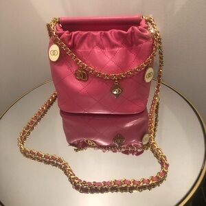 Pink and Gold Mini Bag with Chain Strap